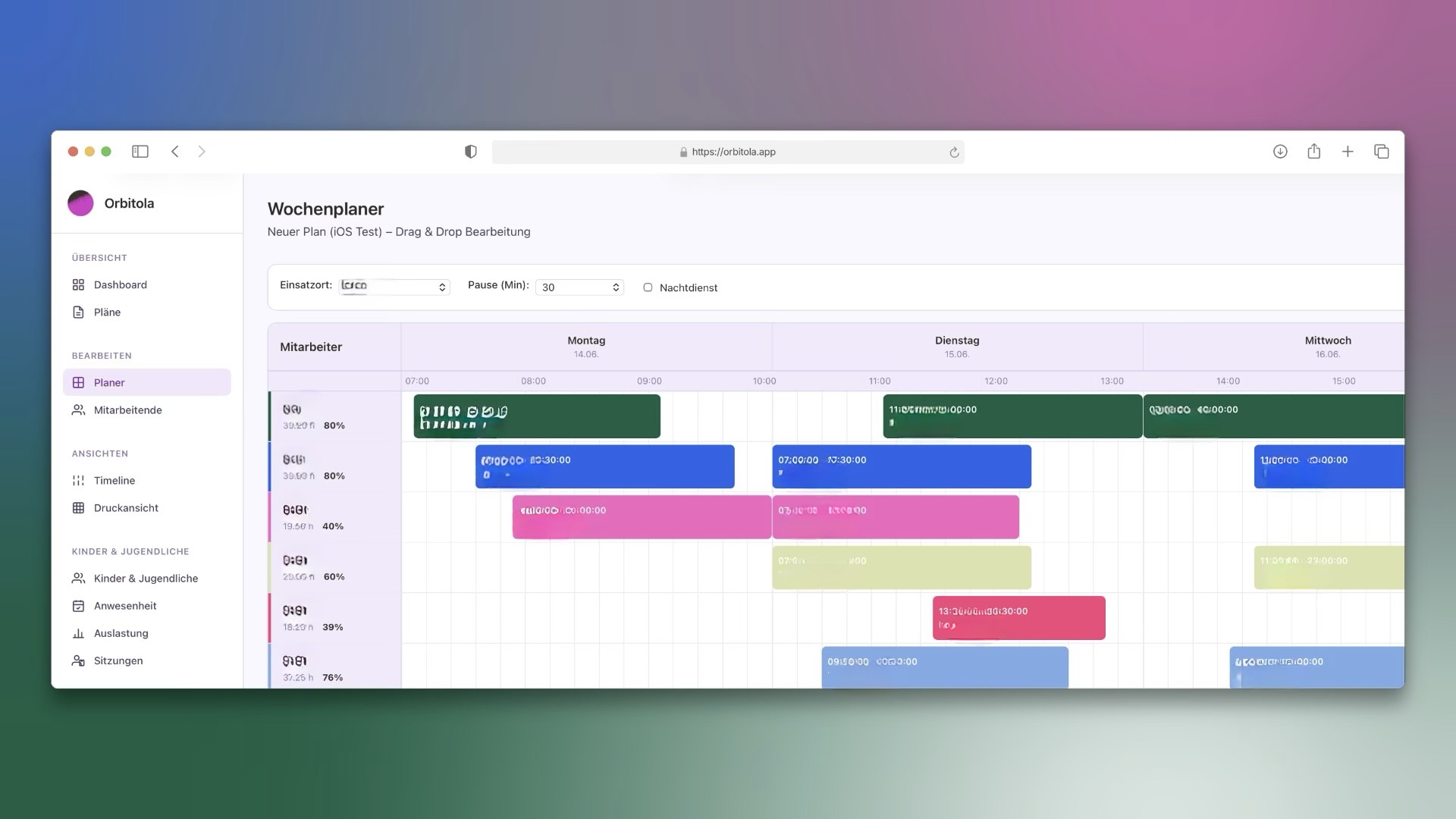 Tempo Wochenplan